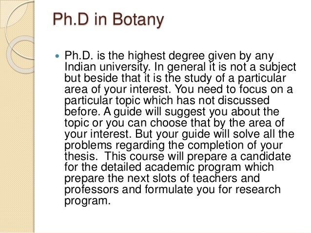 phd in botany duration