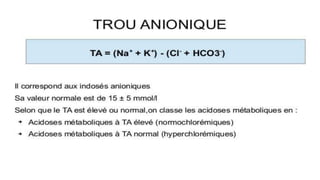 DESORDRES DE L’EQUILIBRE ACIDE-BASE