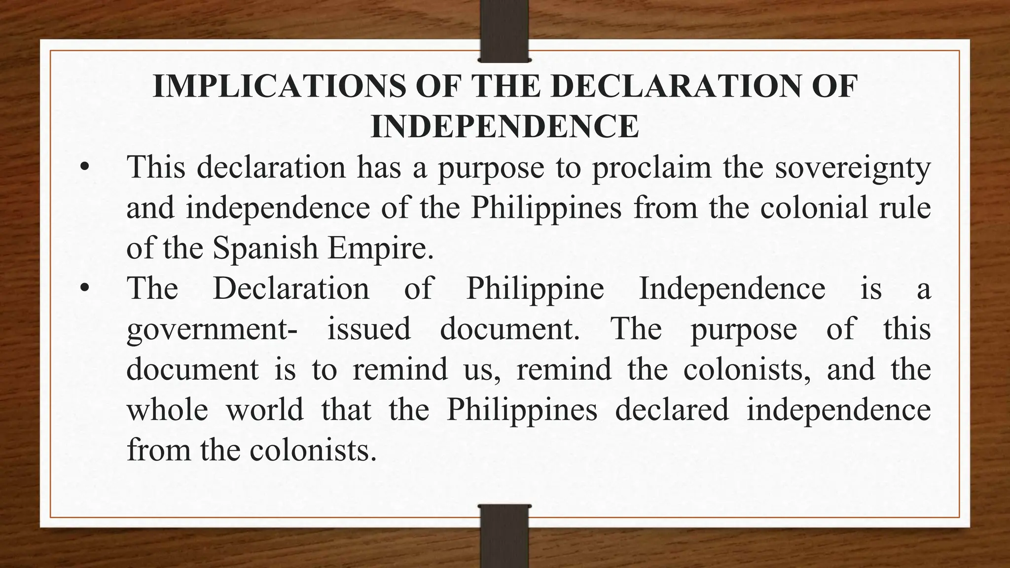 the declaration of philippine independence