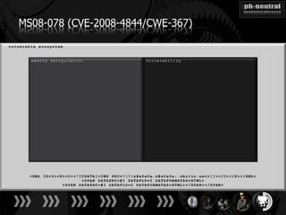 MS08-078 (CVE-2008-4844/CWE-367)
 
