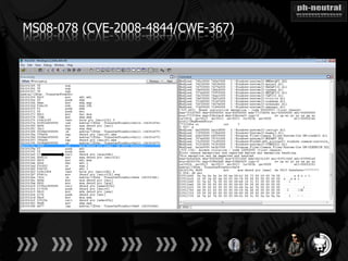 MS08-078 (CVE-2008-4844/CWE-367)
 