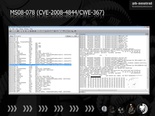 MS08-078 (CVE-2008-4844/CWE-367)
 