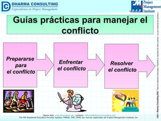 Guías prácticas para manejar el conflicto Prepararse para el conflicto Enfrentar el conflicto Resolver el conflicto 