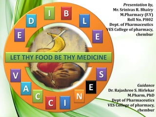 E
D
I B
L
E
V
A
C
C I
N
E
S
LET THY FOOD BE THY MEDICINE
Presentation by,
Mr. Srinivas R. Bhairy
M.Pharmacy (F.Y)
Roll No. PH02
Dept. of Pharmaceutics
VES College of pharmacy,
chembur
Guidance
Dr. Rajashree S. Hirlekar
M.Pharm, PhD
Dept of Pharmaceutics
VES College of pharmacy,
chembur
 