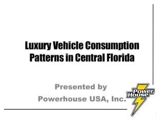 Luxury Vehicle Consumption Patterns in Central Florida Presented by  Powerhouse USA, Inc. 