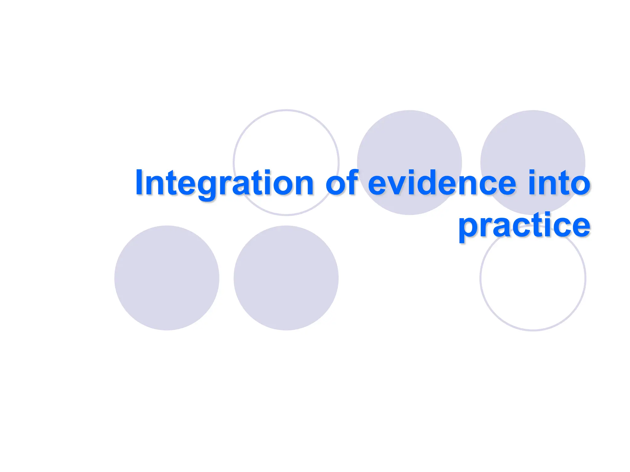 Integration of evidence into
practice
 