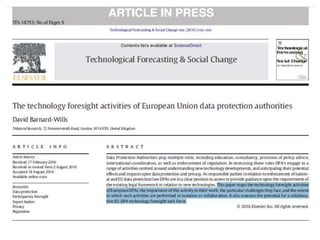 The new paper maps the technology foresight activities of European DPAs :
the ways in which these organisations try to
und...