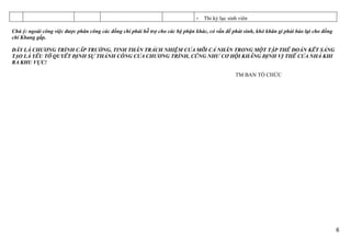 -   Thi kỷ lục sinh viên

Chú ý: ngoài công việc được phân công các đồng chí phải hỗ trợ cho các bộ phận khác, có vấn đề phát sinh, khó khăn gì phải báo lại cho đồng
chí Khang gấp.

ĐÂY LÀ CHƯƠNG TRÌNH CẤP TRƯỜNG, TINH THẦN TRÁCH NHIỆM CỦA MỖI CÁ NHÂN TRONG MỘT TẬP THỂ ĐOÀN KẾT SÁNG
TẠO LÀ YẾU TỐ QUYẾT ĐỊNH SỰ THÀNH CÔNG CỦA CHƯƠNG TRÌNH, CŨNG NHƯ CƠ HỘI KHẲNG ĐỊNH VỊ THẾ CỦA NHÀ KHI
RA KHU VỰC!

                                                                                                  TM BAN TỔ CHỨC




                                                                                                                                              6
 