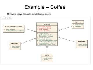Example – Coffee Modifying above design to avoid class explosion 