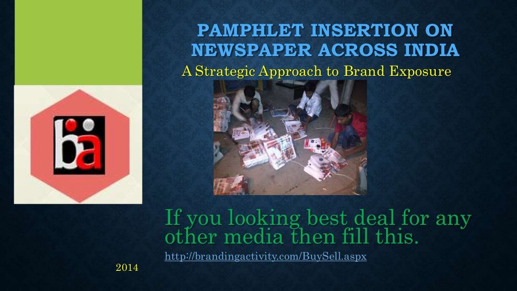 Pamphlet insertion in newspaper across India