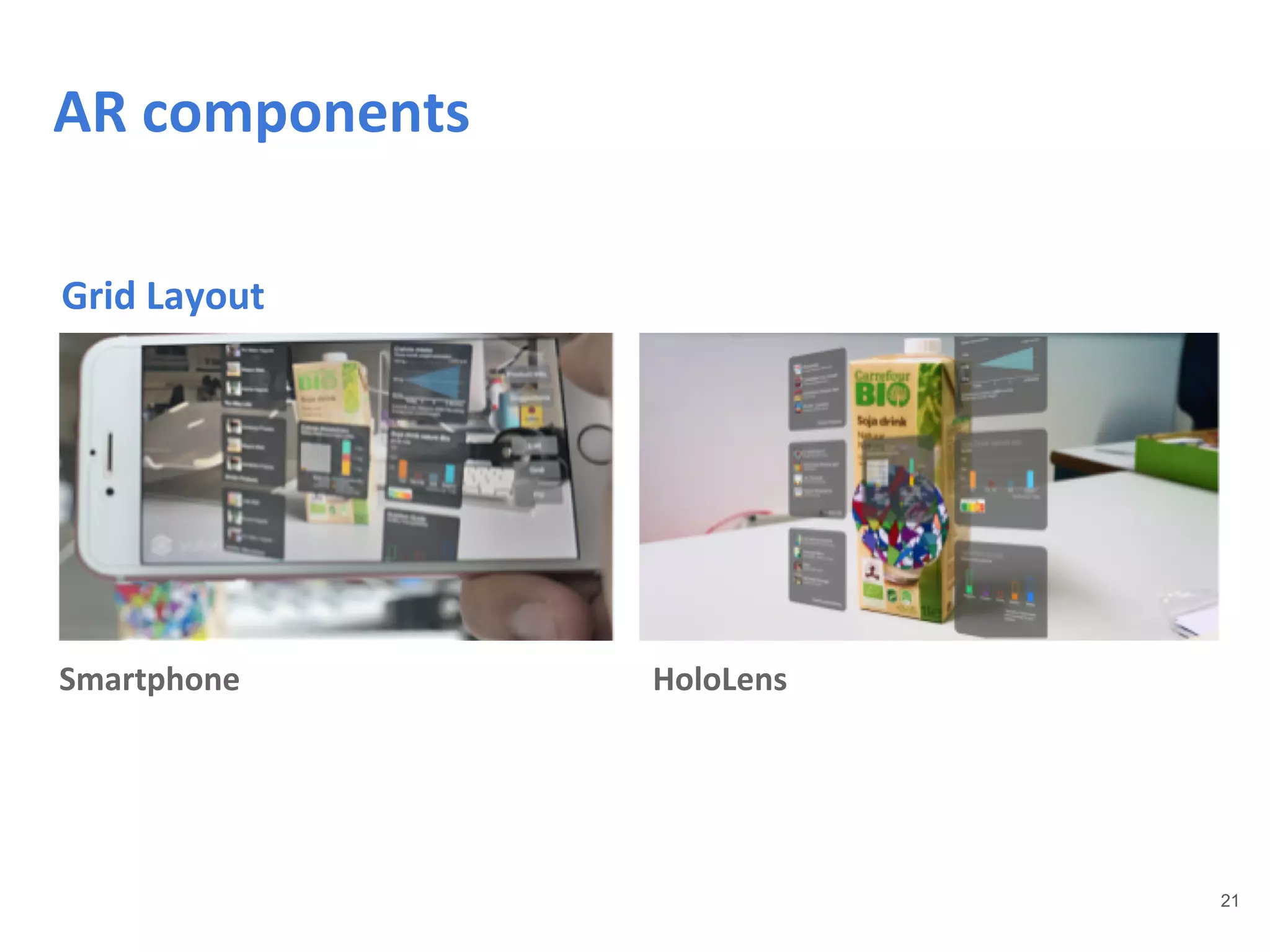 21
AR components
List Layout
Grid Layout
Smartphone HoloLens
 