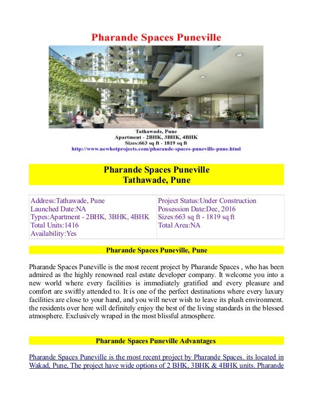 Flats/Apartment with Reasonable Price in Pharande Spaces Puneville