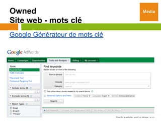 Owned
Site web - mots clé
Google Générateur de mots clé
 