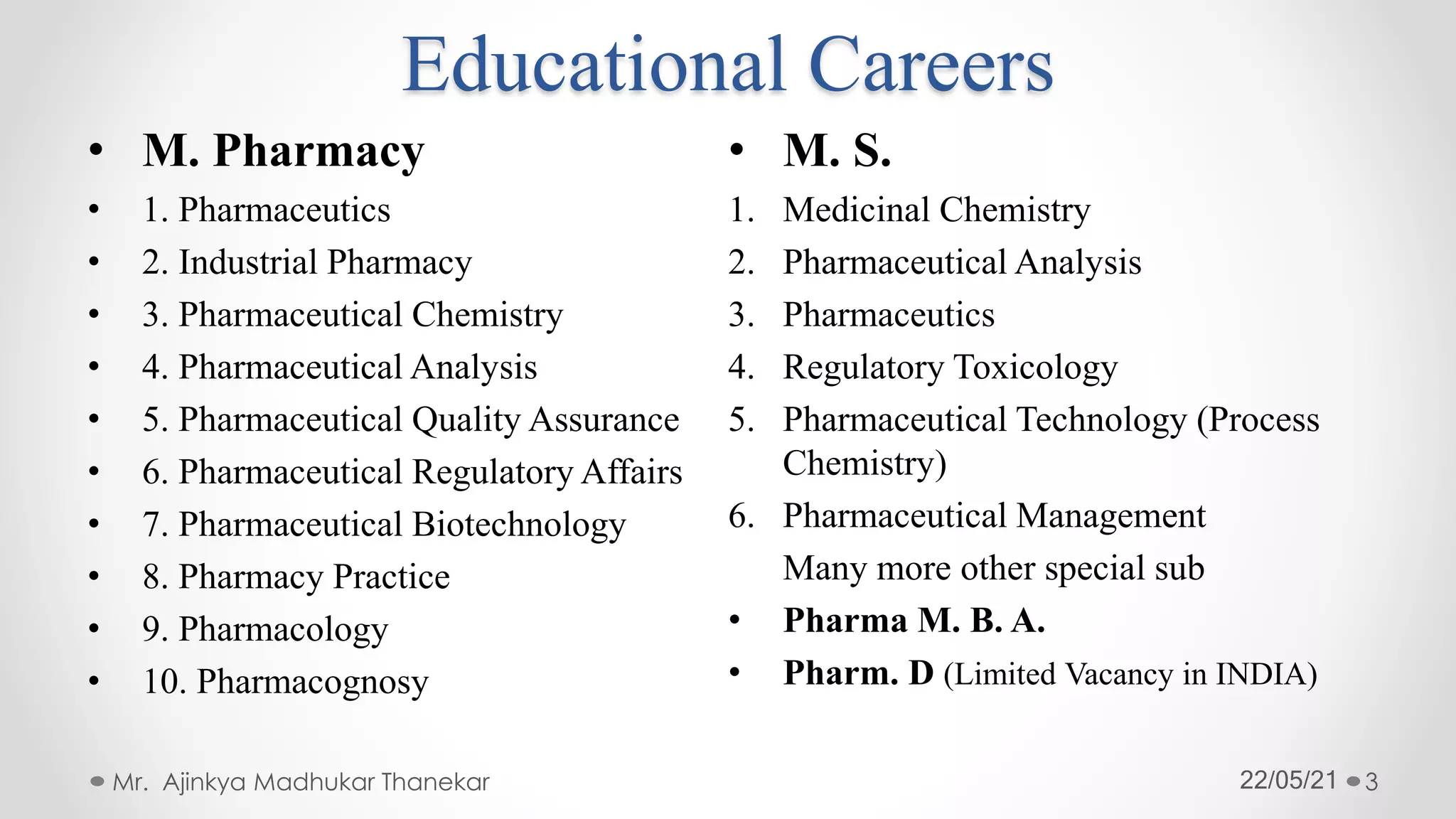 Career Opportunities After B. Pharmacy and M. Pharmacy | PDF