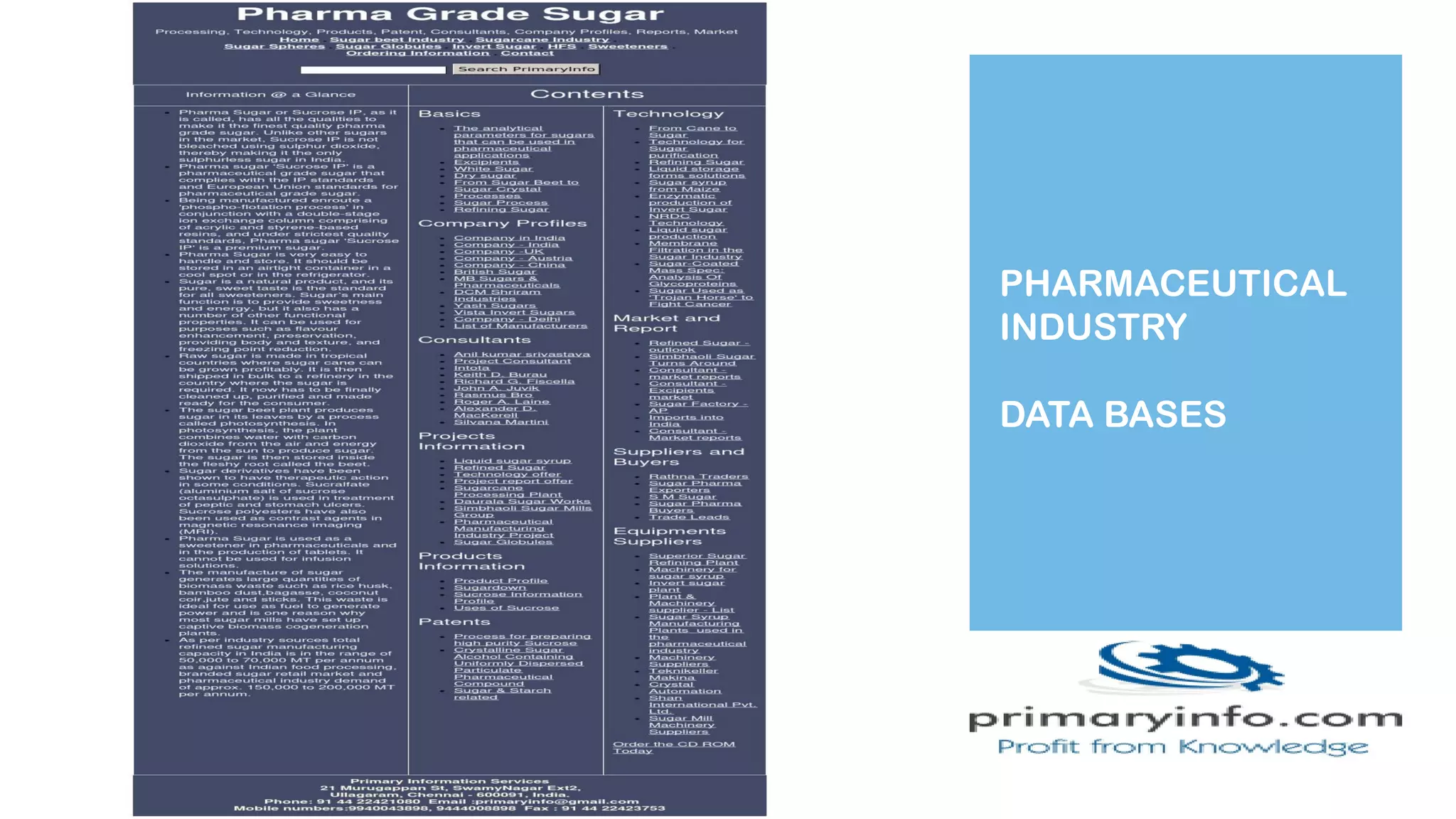PHARMACEUTICAL
INDUSTRY
DATA BASES
 