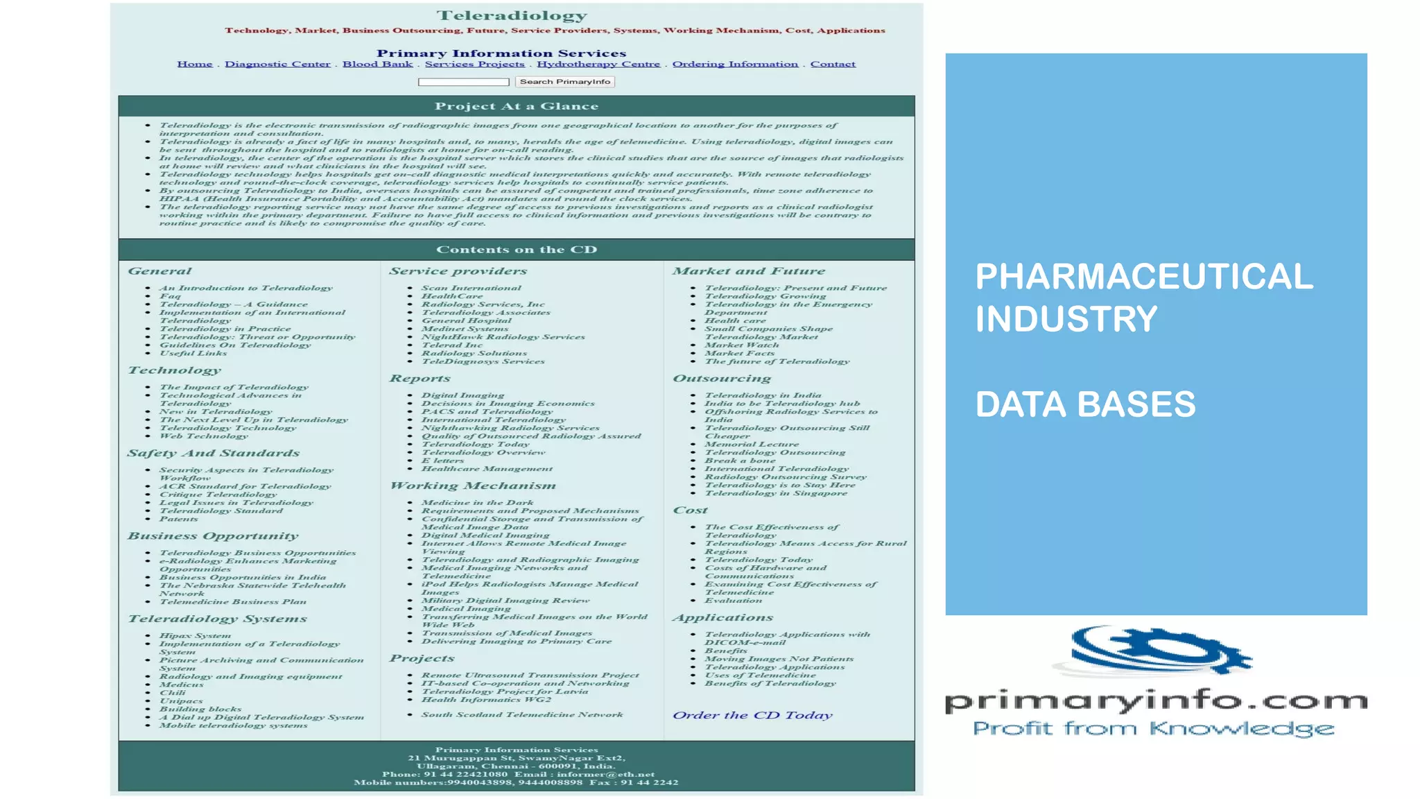 PHARMACEUTICAL
INDUSTRY
DATA BASES
 