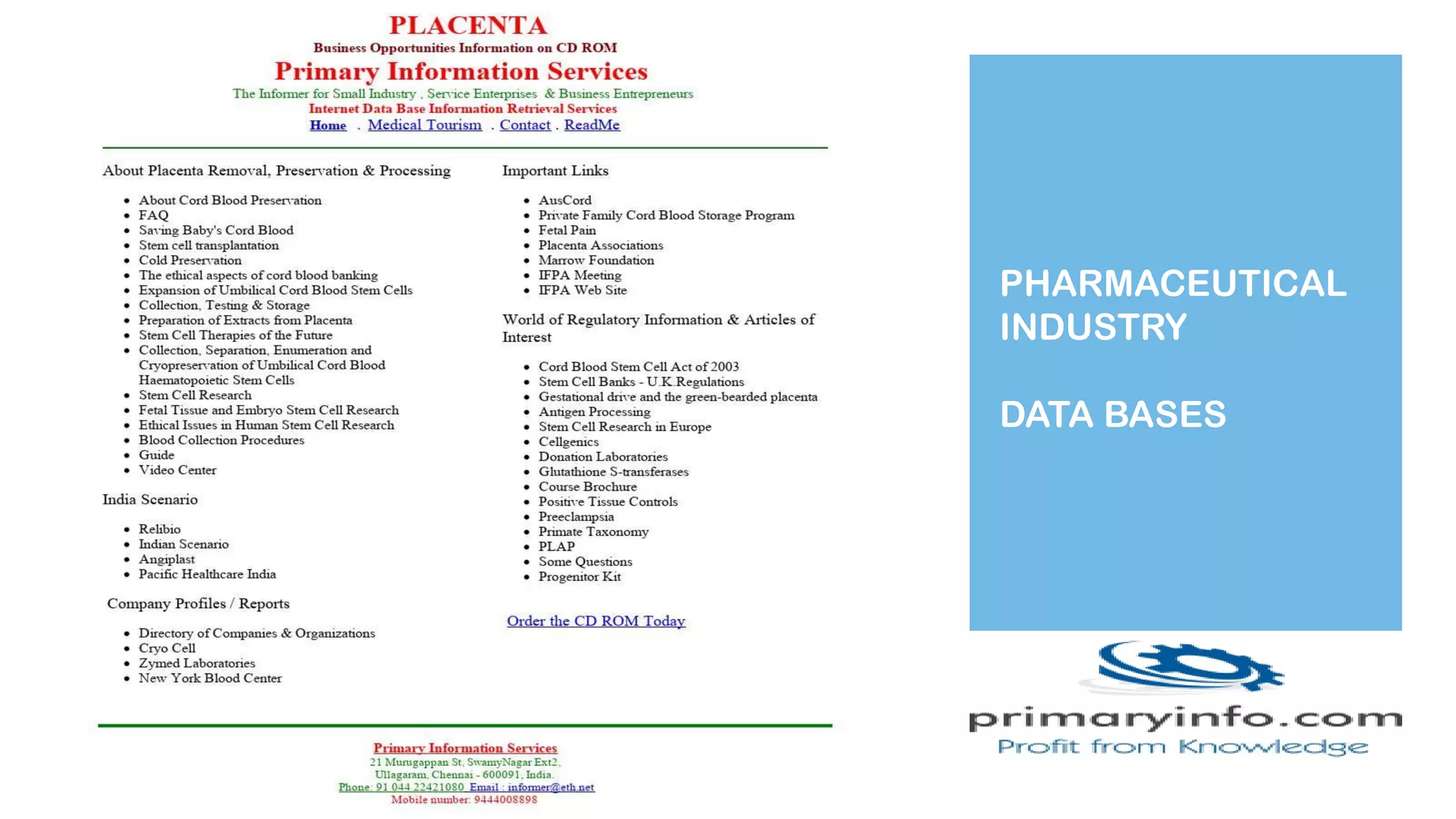 PHARMACEUTICAL
INDUSTRY
DATA BASES
 