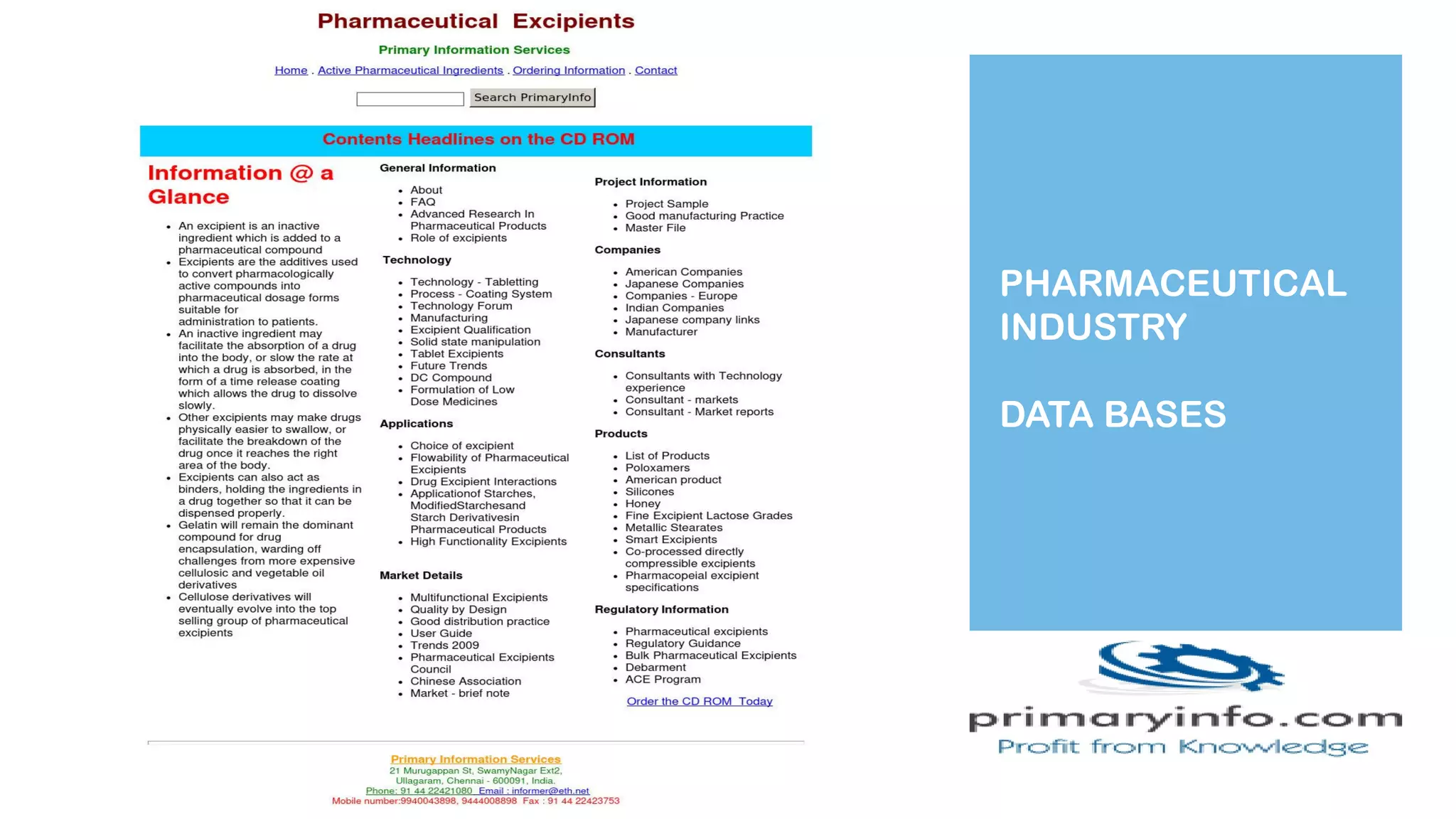 PHARMACEUTICAL
INDUSTRY
DATA BASES
 