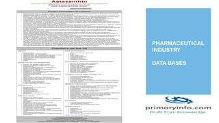 PHARMACEUTICAL
INDUSTRY
DATA BASES
 