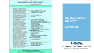PHARMACEUTICAL
INDUSTRY
DATA BASES
 