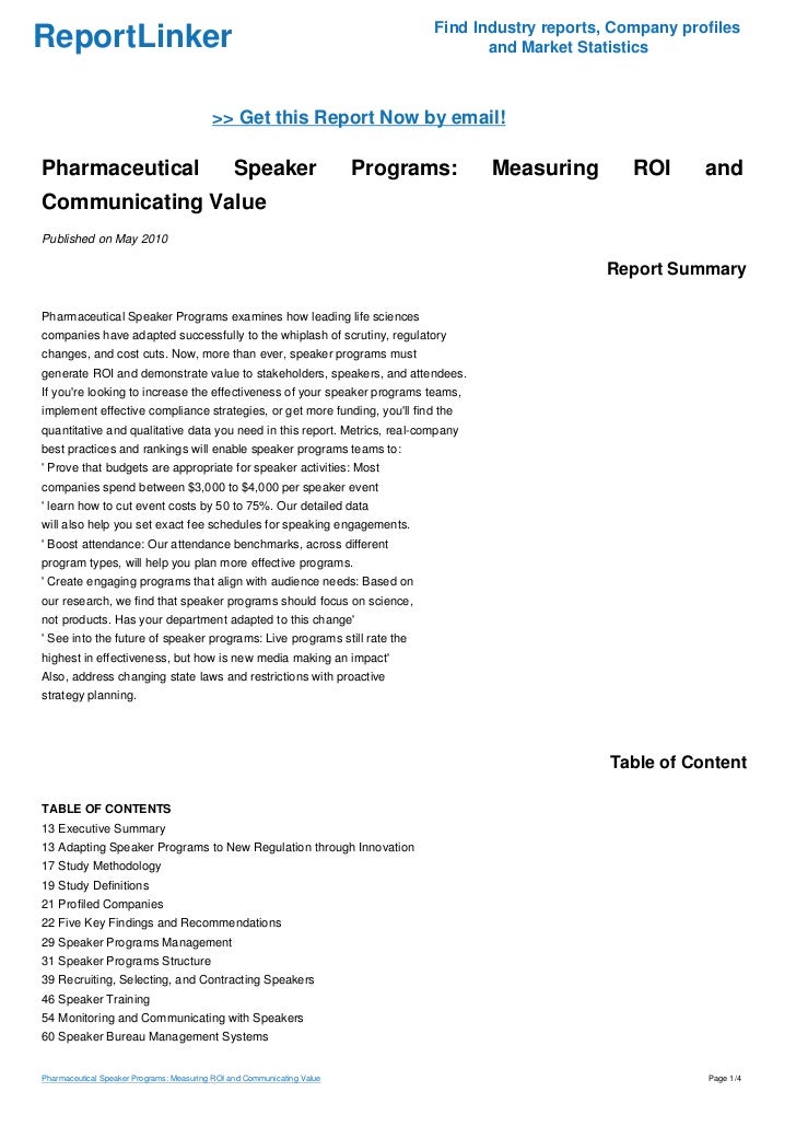 Pharmaceutical Speaker Programs Measuring ROI and Communicating Value