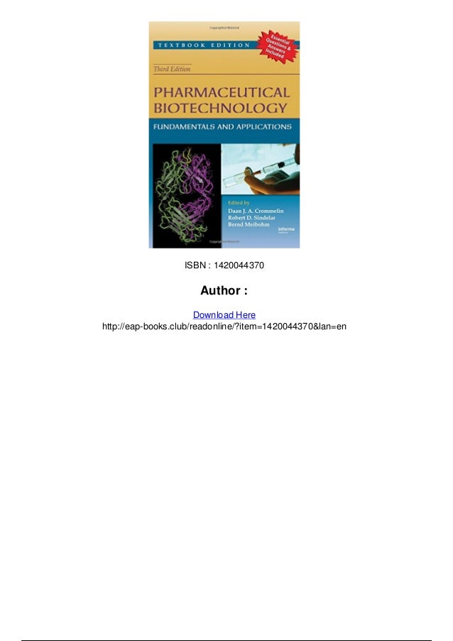 Pharmaceutical Biotechnology Fundamentals And Applications