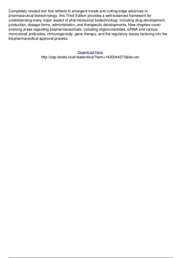 Pharmaceutical Biotechnology Fundamentals And Applications