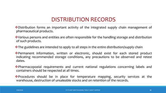 Pharmaceutical documentation