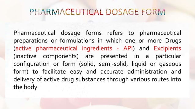 Pharmaceutical Dosage Forms - Classification