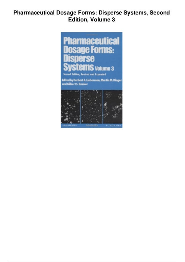 Pharmaceutical dosage forms disperse systems second edition volume 3 pdf