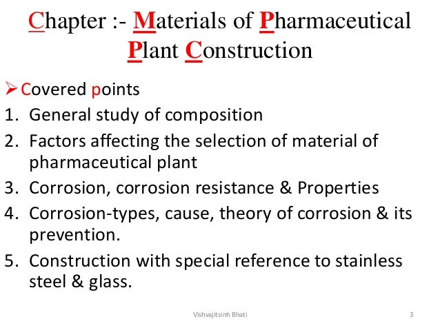 Materials Of Pharmaceutical Plant Construction