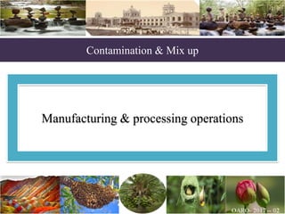 Contamination & Mix up
Manufacturing & processing operations
 