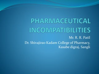 Mr. R. R. Patil
Dr. Shivajirao Kadam College of Pharmacy,
Kasabe digraj, Sangli
 