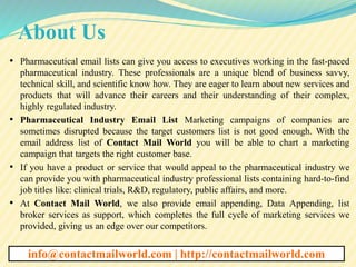PHARMACEUTICAL INDUSTRY EMAIL LIST | PPTX