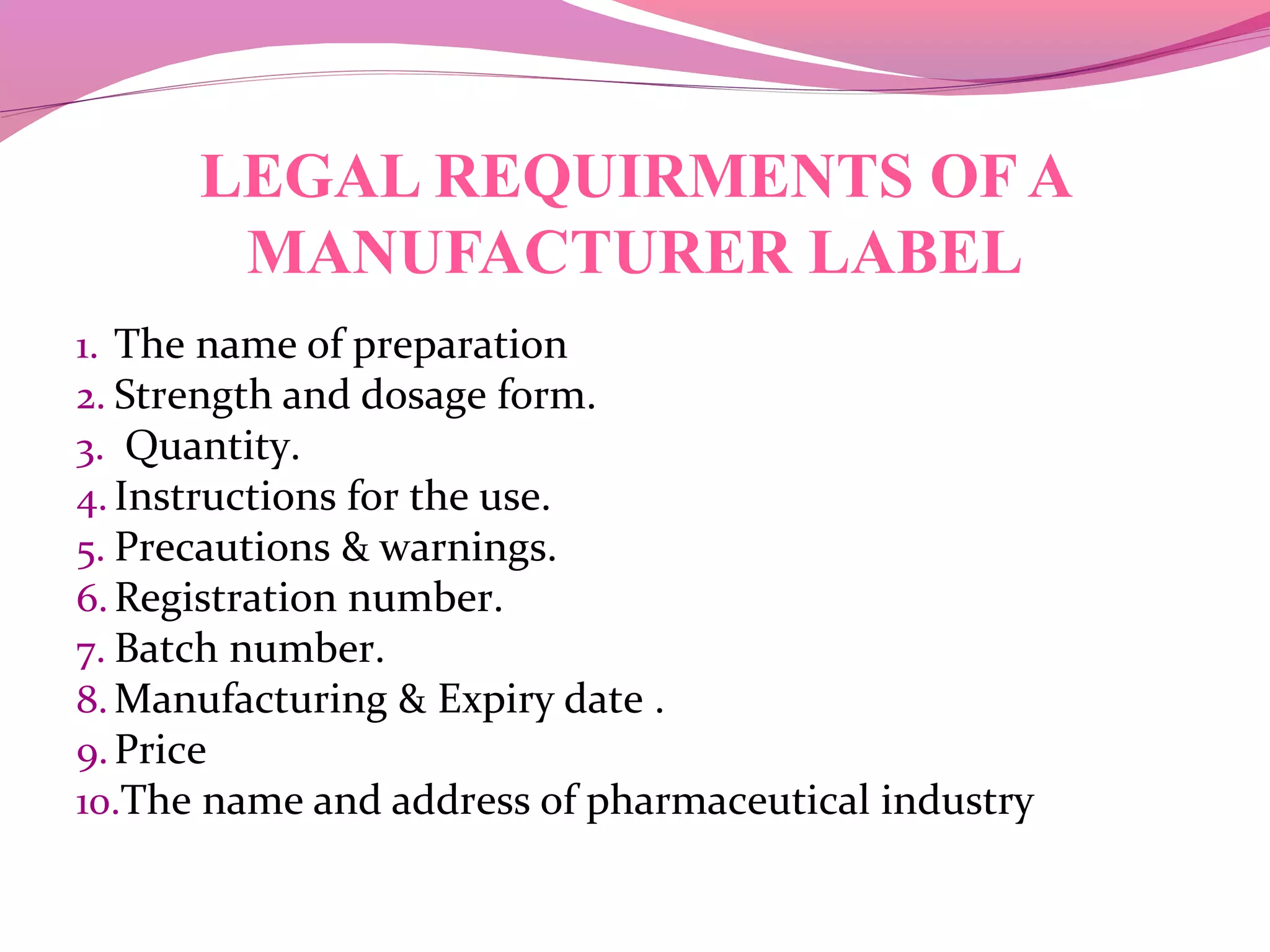Dispensing Label Format Pharmaceutical labelling | PDF