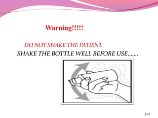Warning!!!!!
DO NOT SHAKE THE PATIENT,
SHAKE THE BOTTLE WELL BEFORE USE…….
6-20
 