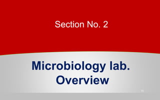 Microbiology lab.
Overview
13
Section No. 2
 