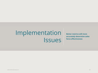 Eularis ©2014 www.eularis.com 
Implementation Issues 
12 
Better metrics will more accurately determine sales force effectiveness  