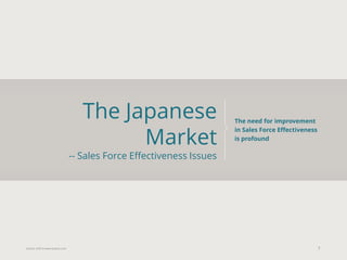 Eularis ©2014 www.eularis.com 
The Japanese Market -- Sales Force Effectiveness Issues 
7 
The need for improvement in Sales Force Effectiveness is profound  