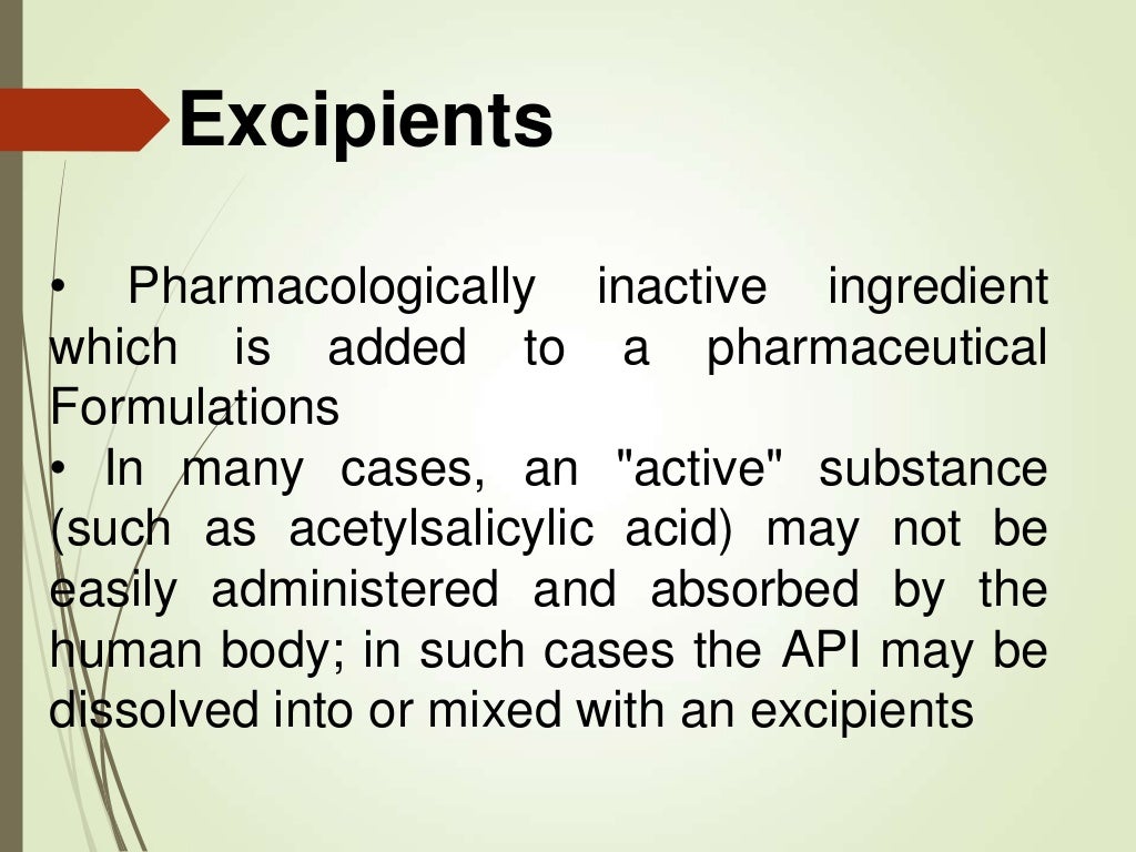 Pharmaceuticals excipients