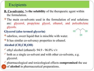 Co Solvant Examples Introduction to Pharmaceutical Solutions.ppt