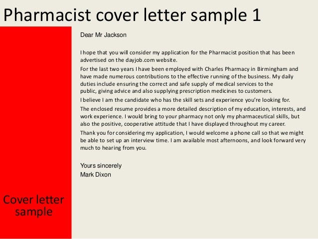 Pharmacist cover letter