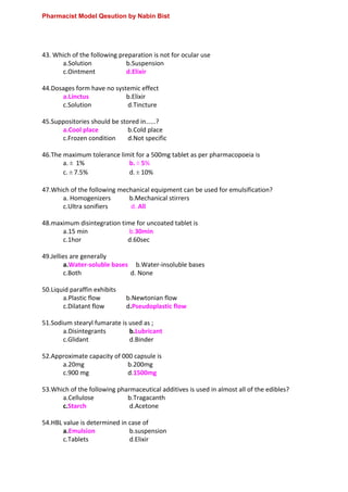 Npc Question Example Pharmacist model Question Based on NPC Syllabus | PDF