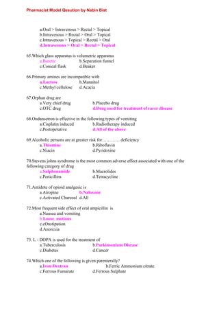 Npc Question Example Pharmacist model Question Based on NPC Syllabus | PDF