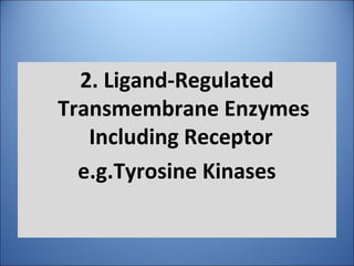 2. Ligand-Regulated
Transmembrane Enzymes
Including Receptor
e.g.Tyrosine Kinases
 
