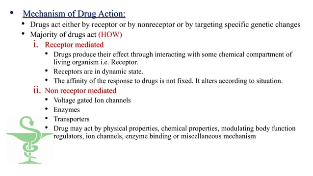Pharmacodynamics, mechanism of drug action | PPTX