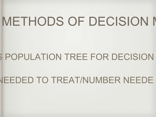 MARKOV’S POPULATION TREE FOR DECISION METHODS OF DECISION MAKING 
NEEDED TO TREAT/NUMBER NEEDE  