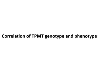 Correlation of TPMT genotype and phenotype
 
