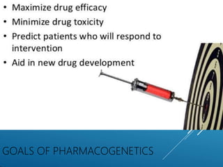 GOALS OF PHARMACOGENETICS
GOALS OF PHARMACOGENETICS
 