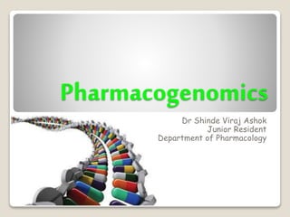 Pharmacogenomics
Dr Shinde Viraj Ashok
Junior Resident
Department of Pharmacology
 
